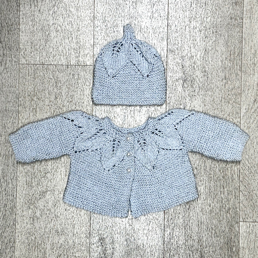 Hand Knit Gray Sweater and Hat Set