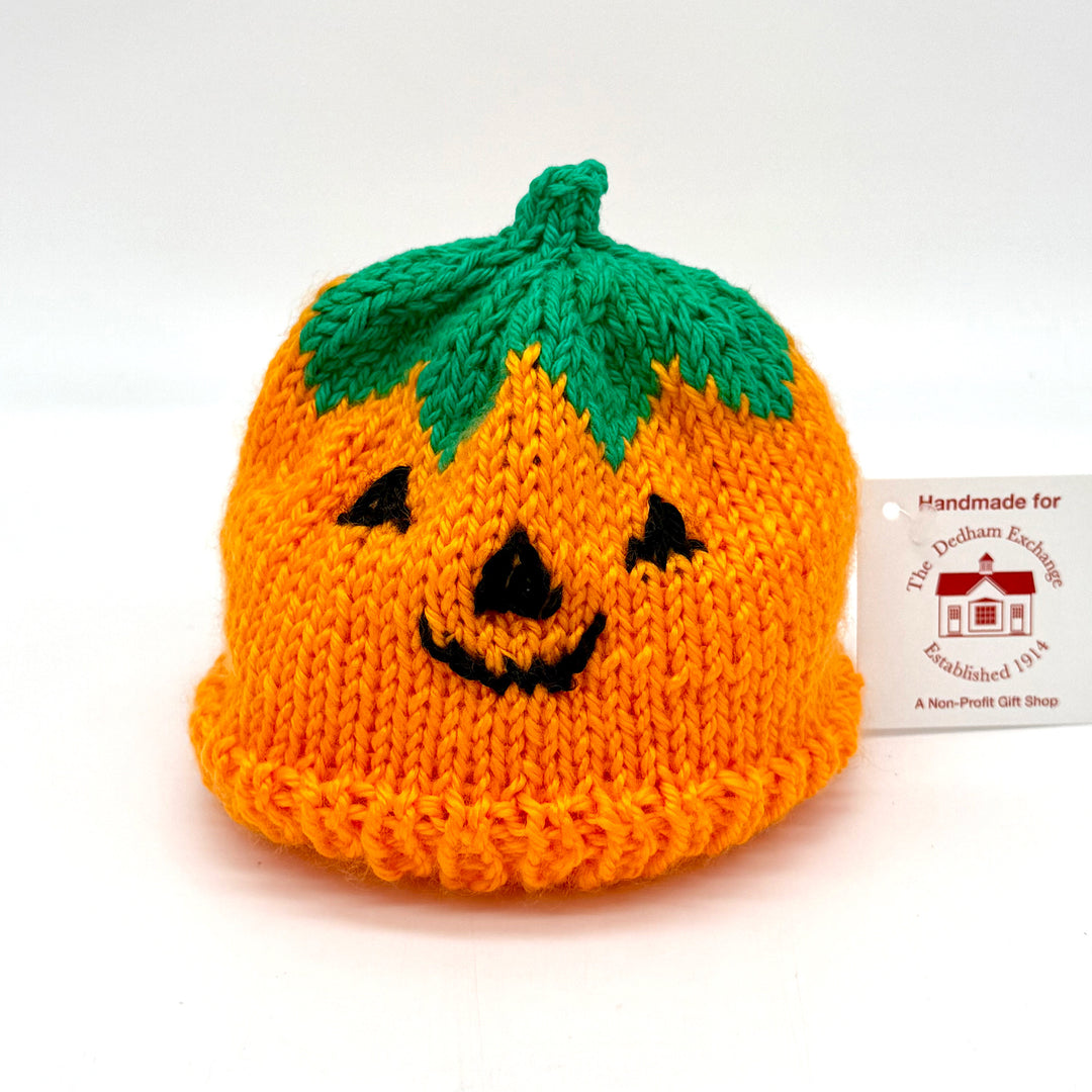 Hand Knit Baby Hat with Pumpkin Face