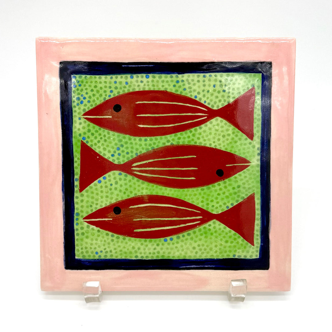 Handmade Ceramic Trivet with Fish Design