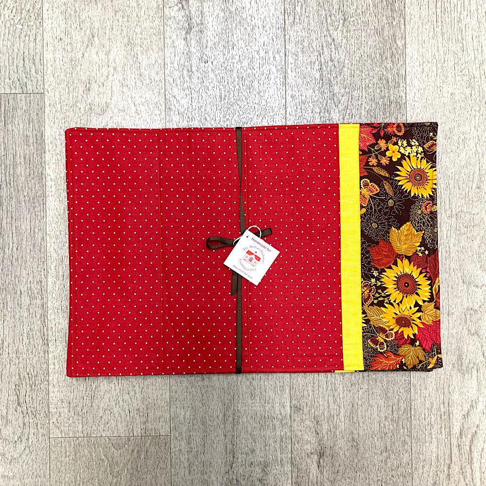 Handmade Dark Red and Fall Design Placemats - Set of Six