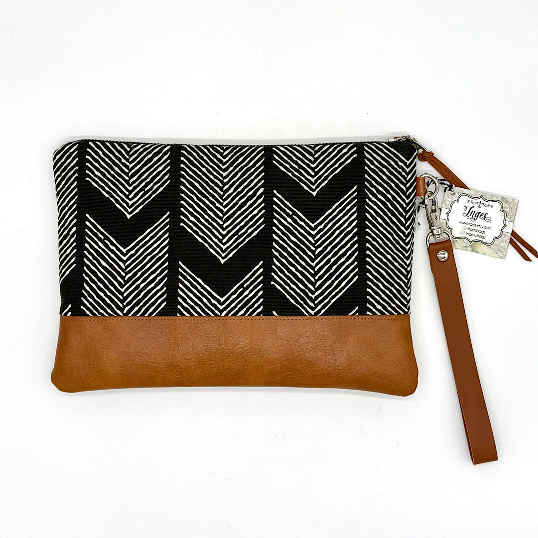 Handmade Black and White Wrist Bag