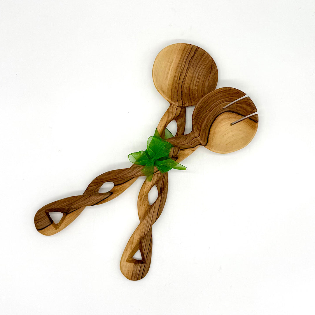 Carved Wood Salad Servers