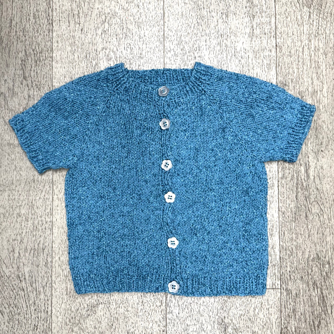 Hand Knit Short Sleeved Blue Sweater