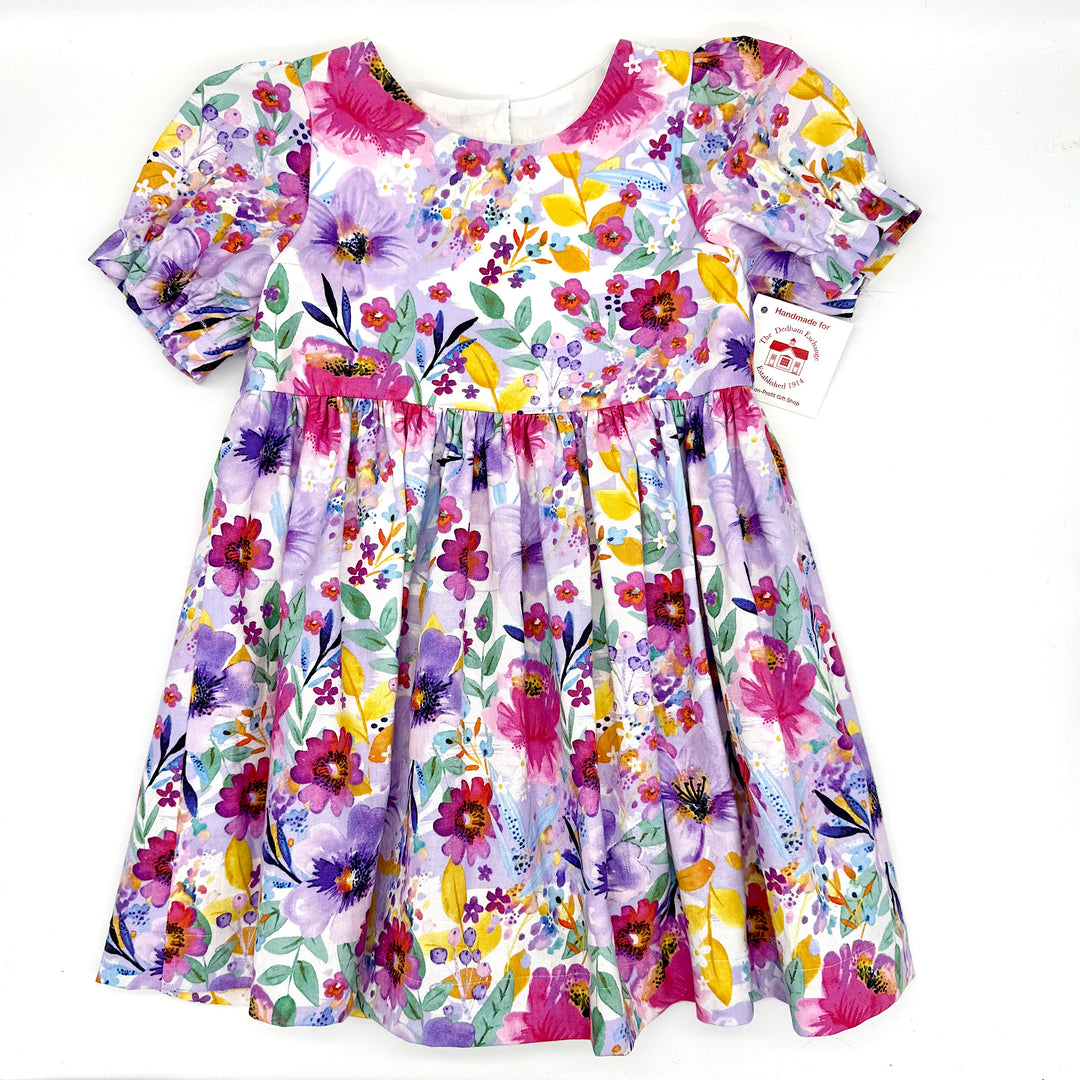 Handmade Purple and Pink Floral Cotton Dress