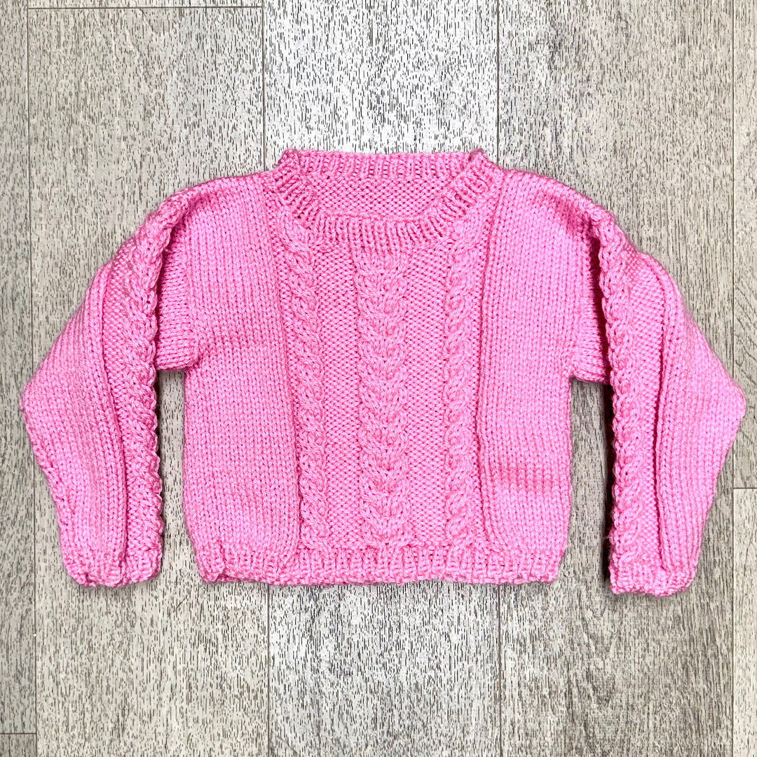 Hand Knit Medium Pink Pullover Sweater