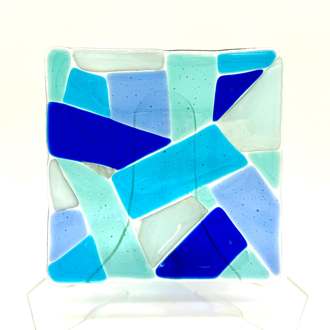 Handcrafted Blue Mosaic Glass Plate