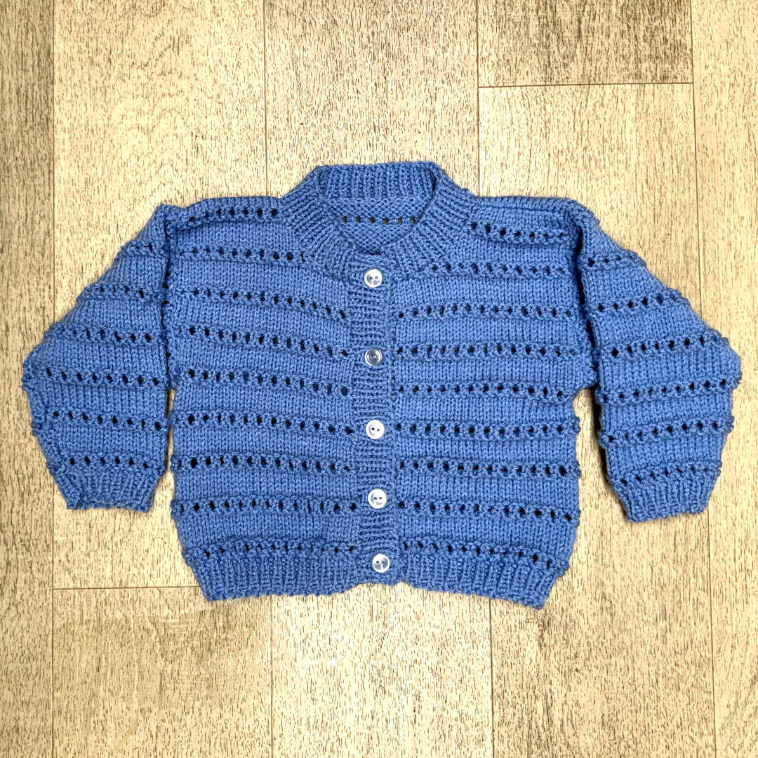 Hand Knit Blue Cardigan