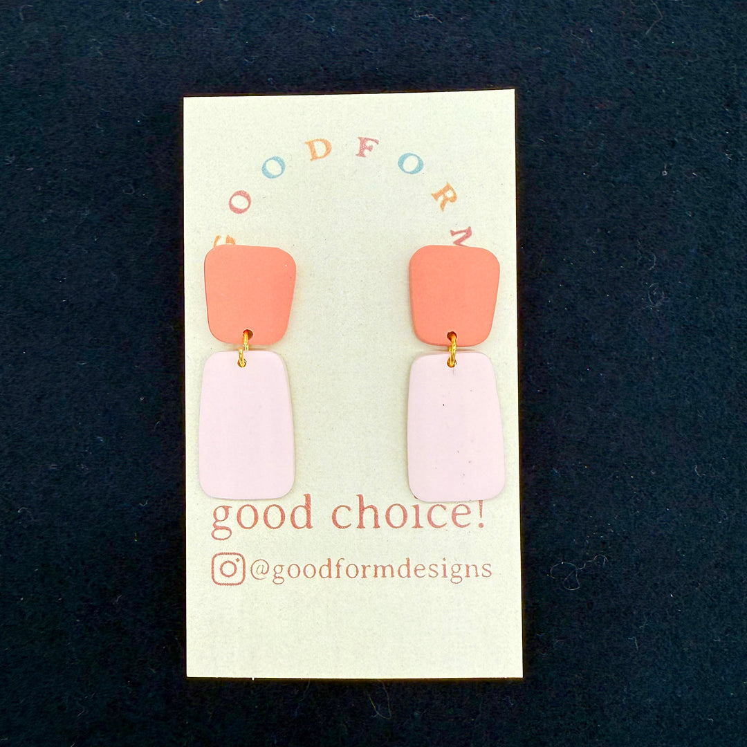Handmade Coral Polymer Clay Earrings