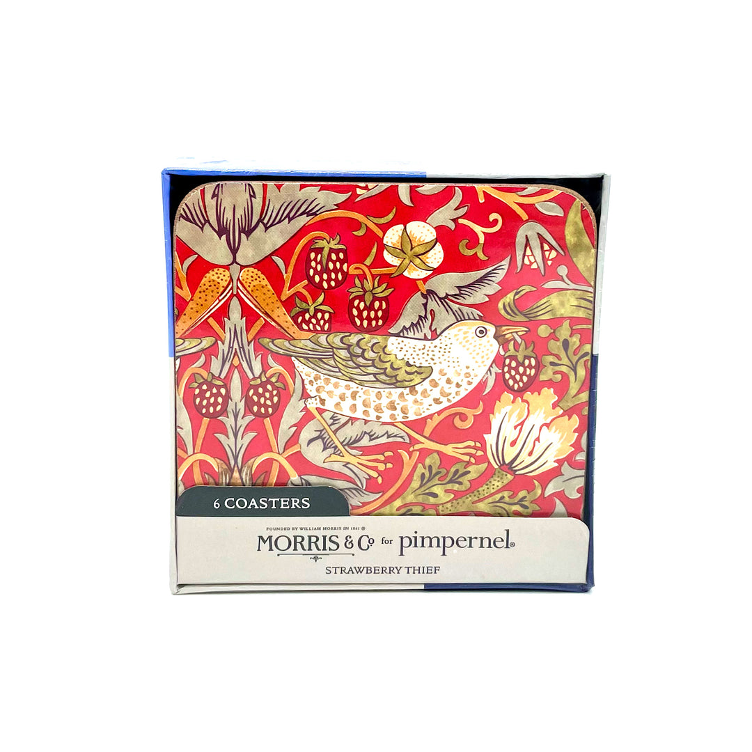 Strawberry Thief Red Coaster - Set of Six
