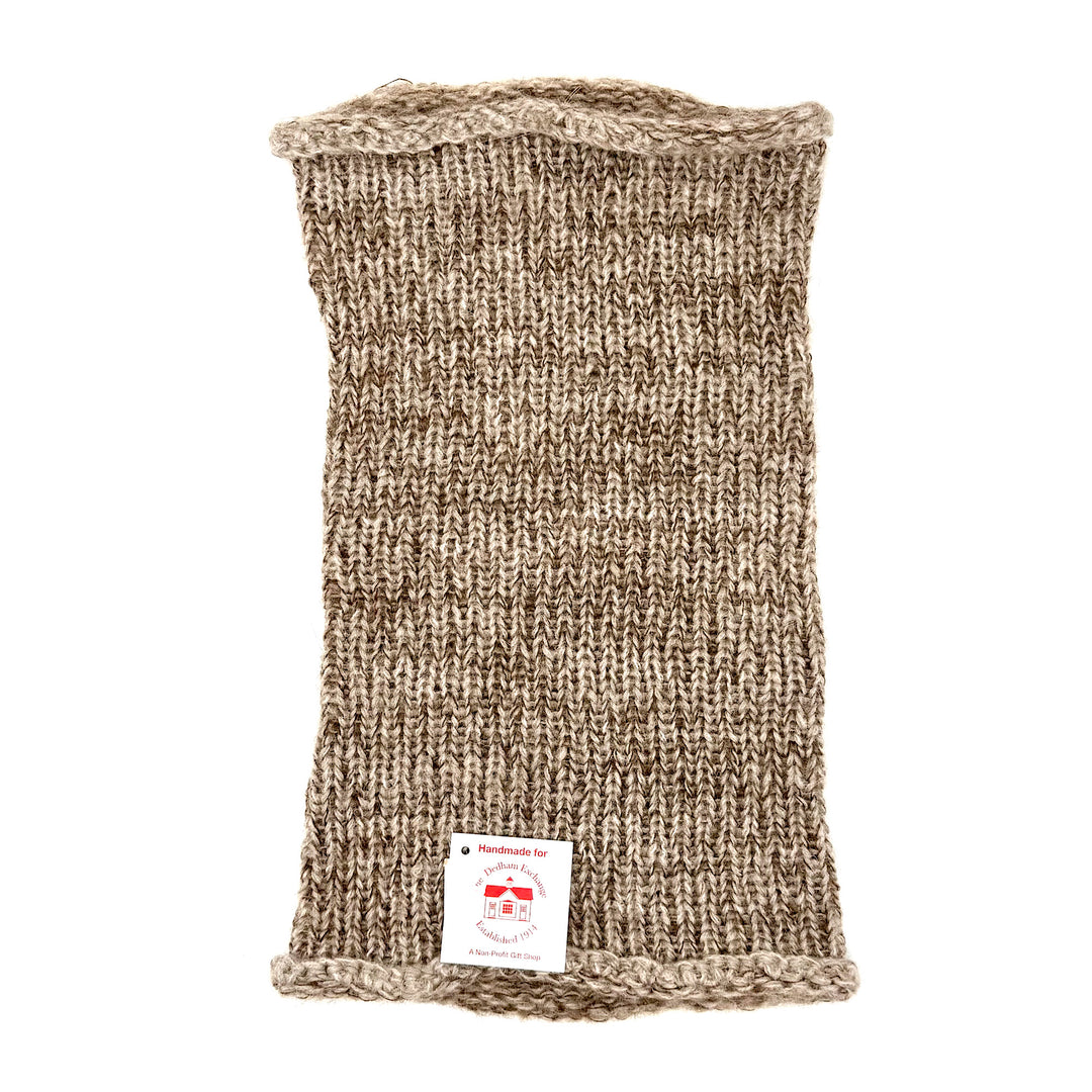 Hand Knit Light Brown tube scarf/neck warmer