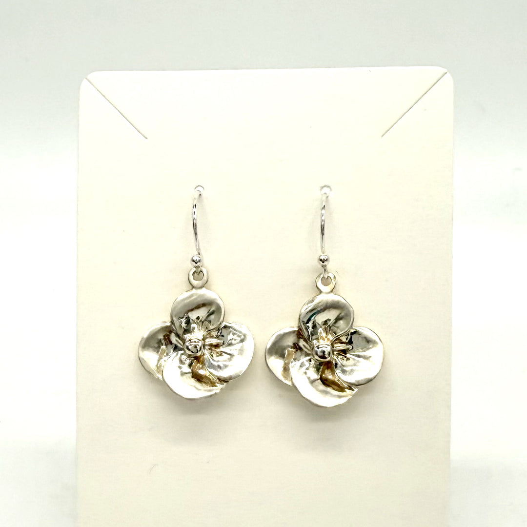 "Little Pansy" Pierced Drop Earrings designed by Betsy Frost