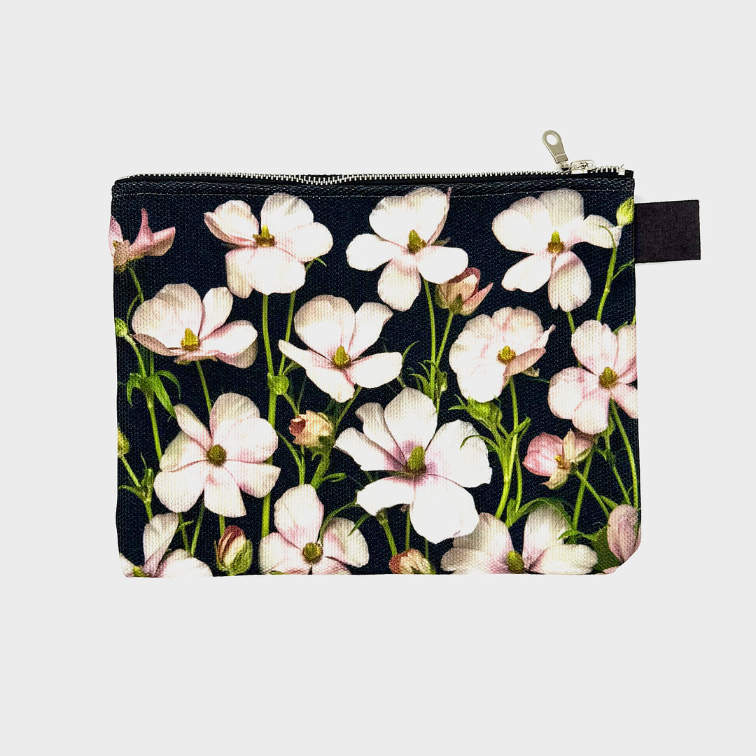 Zippered Fabric Pouch with Original Floral Image