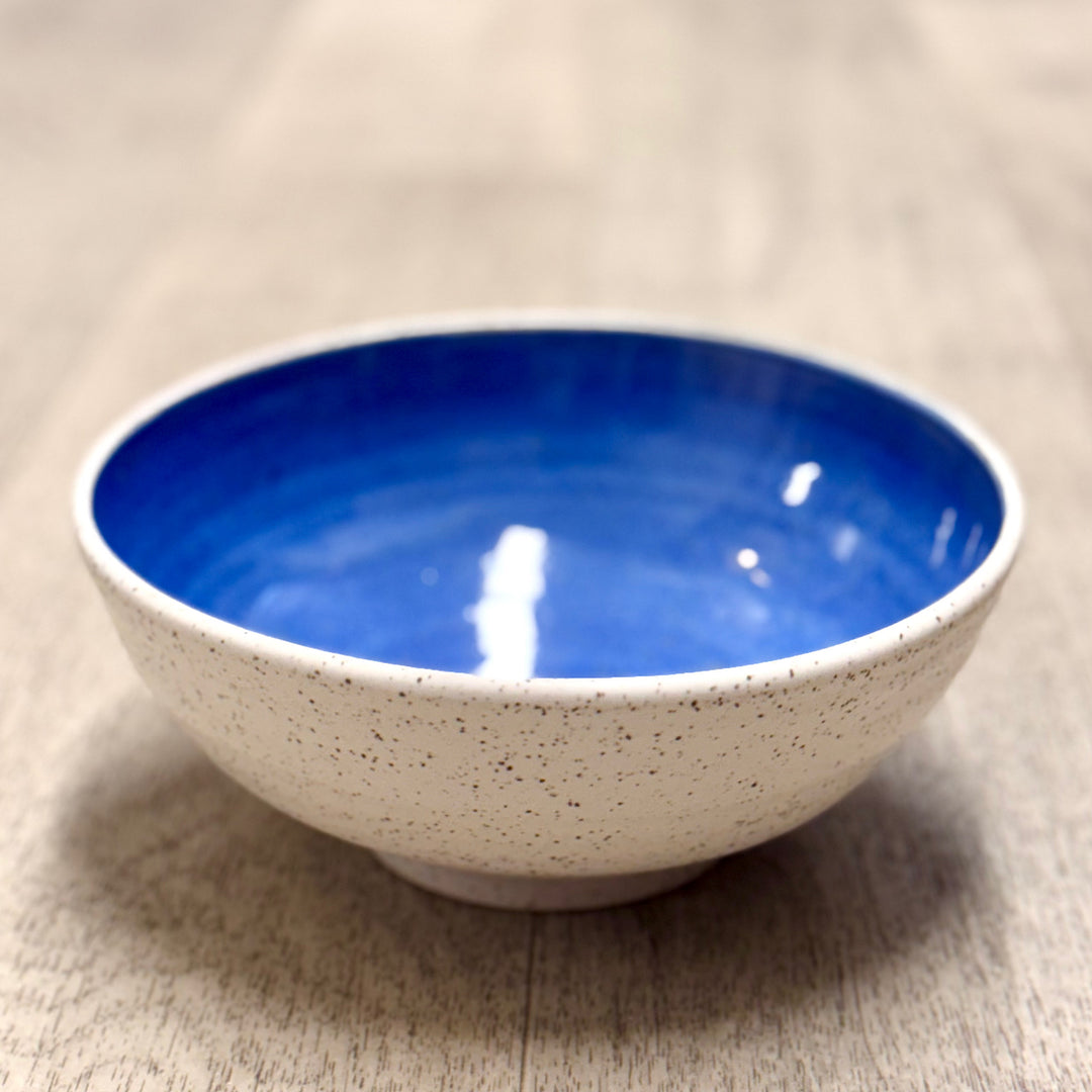 Handmade Ceramic Speckled Bowl with Blue Interior