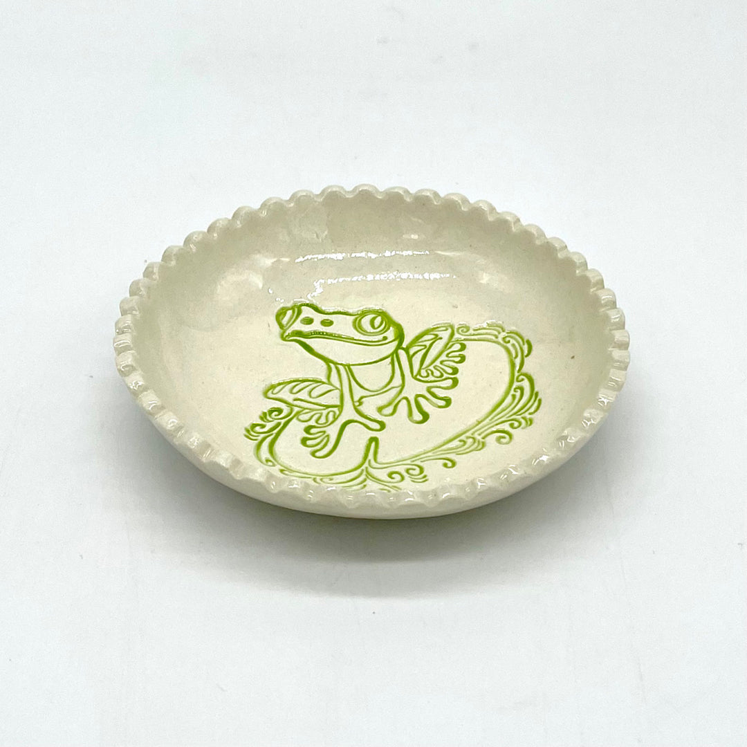 Handmade Ceramic Trinket Dish with Frog Design