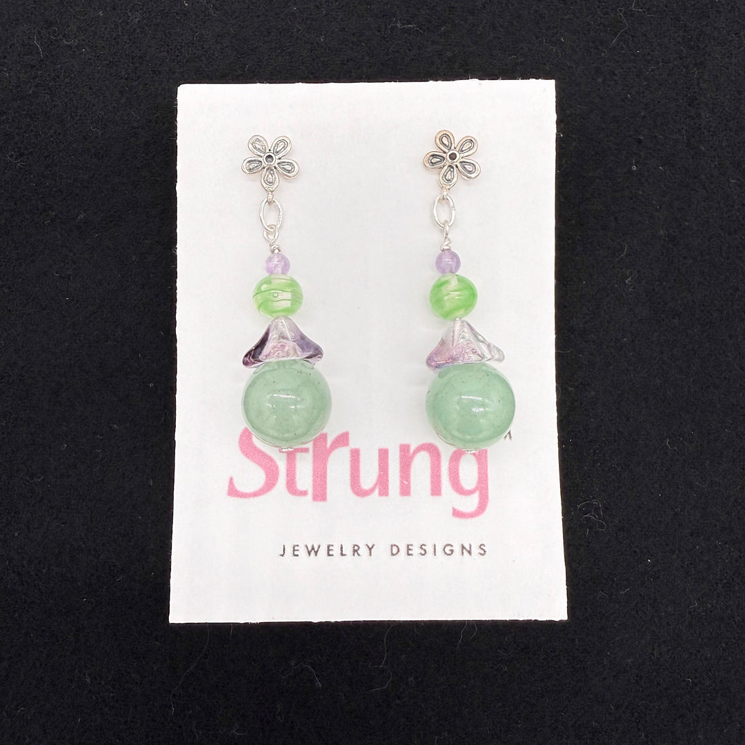 Handcrafted Green Beaded Earrings