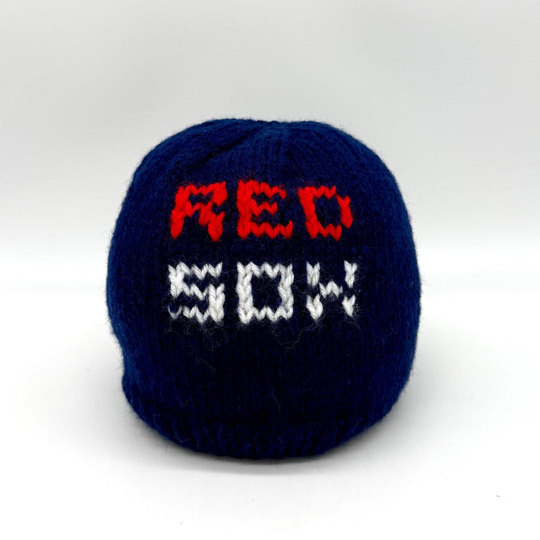 Hand Knit Red Sox Hat in Navy