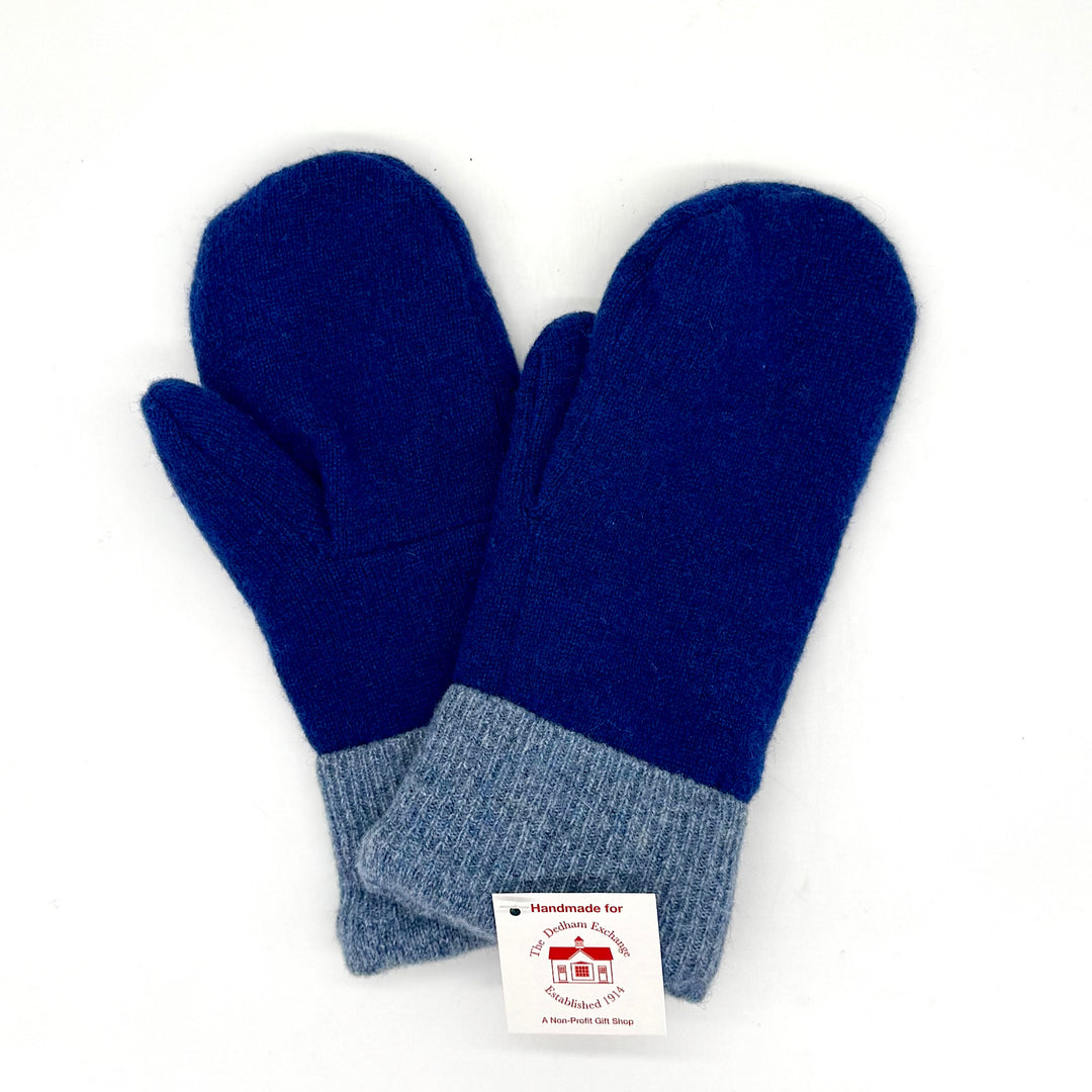 Handmade Blue Repurposed Wool Mittens