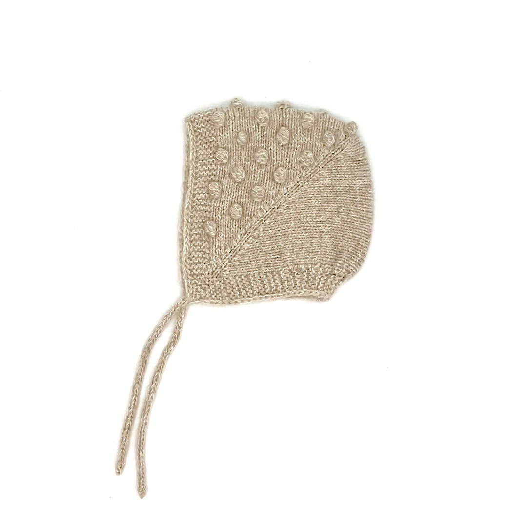 Hand Knit Tan Newborn Bonnet
