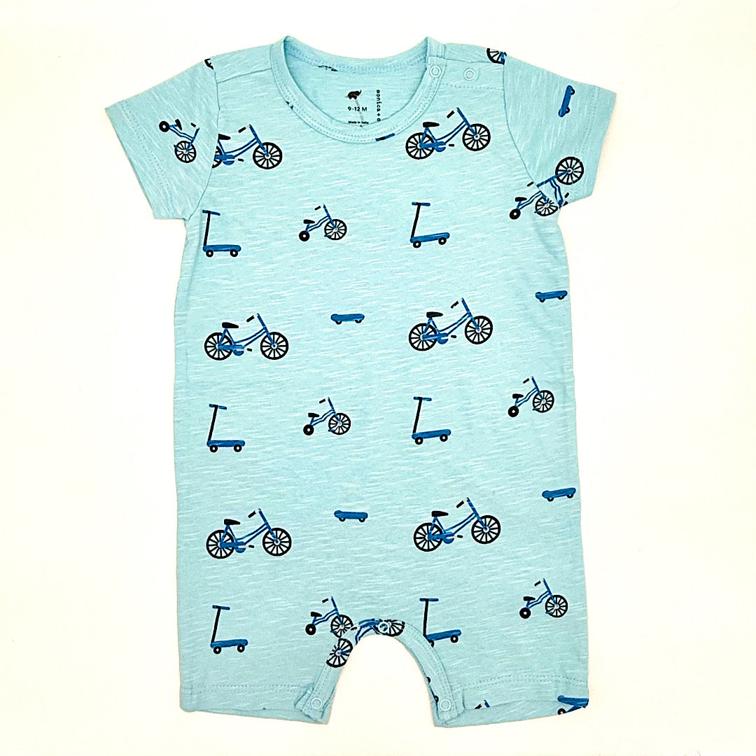 Blue Shorty Cotton Romper