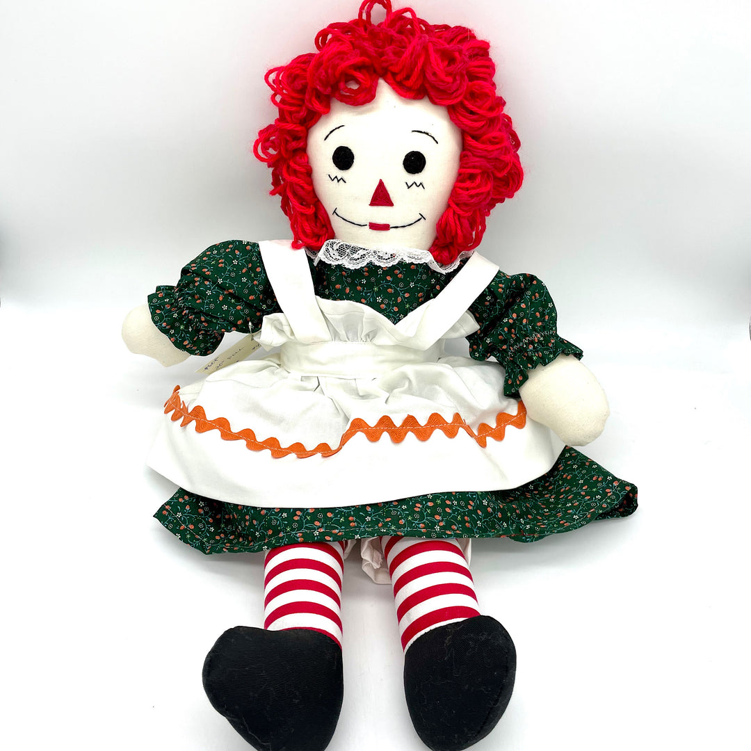 Handmade 20" Raggedy Ann Doll in Green Dress
