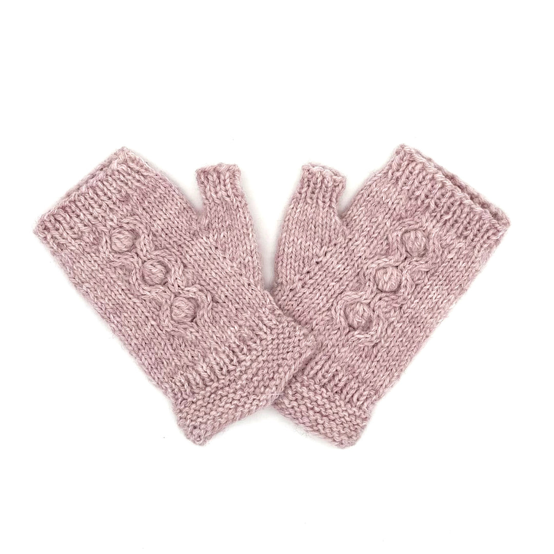 Hand Knit Dusty Pink Fingerless Gloves