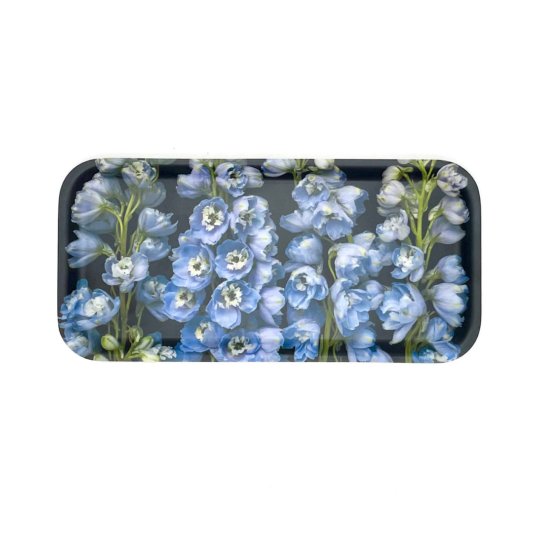 Blue Delphinium Birch Wood Tray