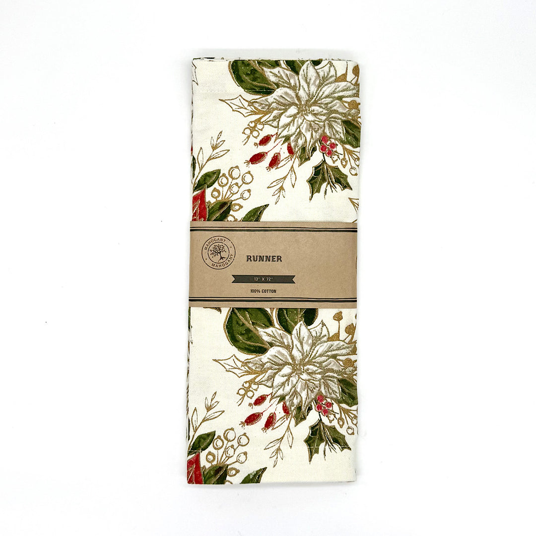 "Poinsettia Ivory" Table Runner