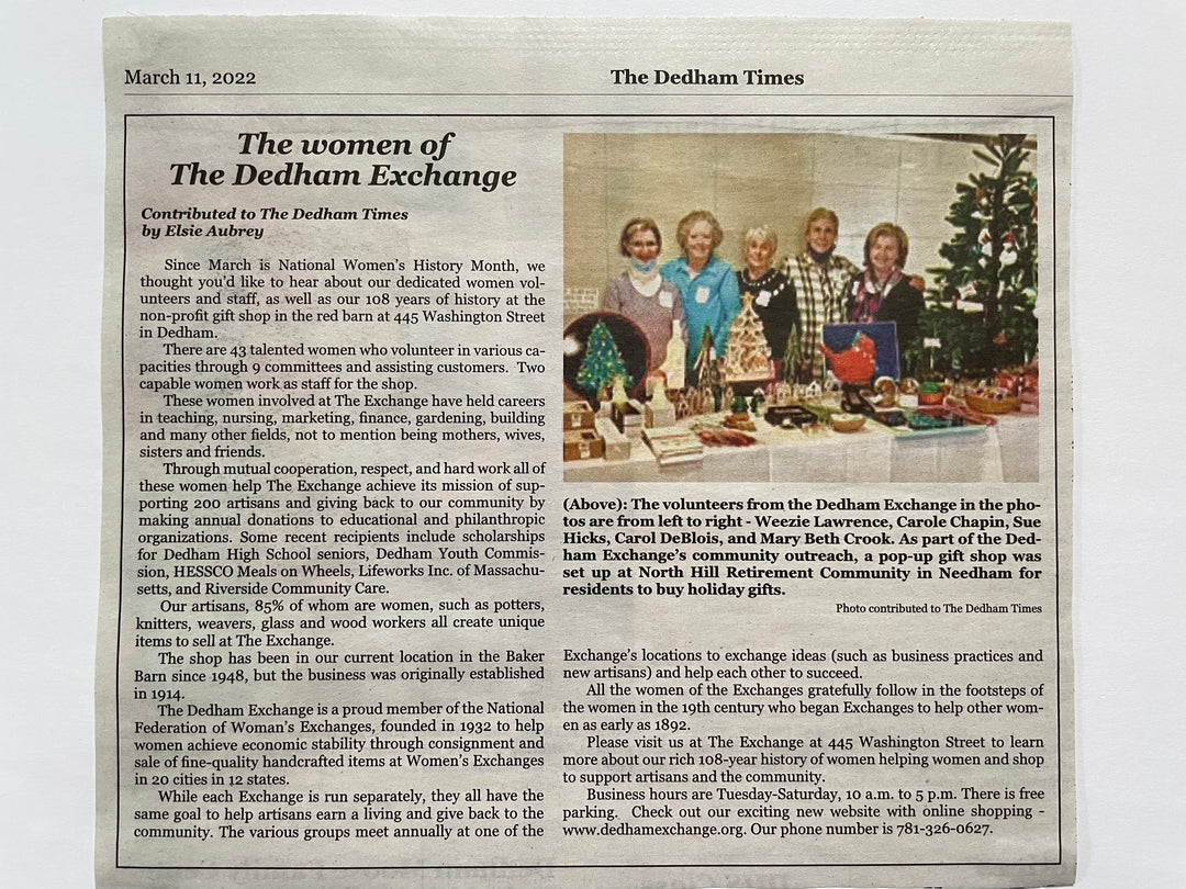 Women of The Dedham Exchange featured in recent article in The Dedham Times