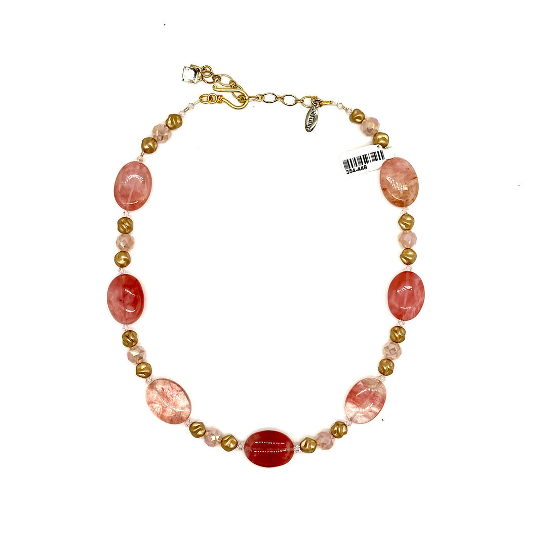 Handcrafted Salmon Cherry Quartz Bead Necklace