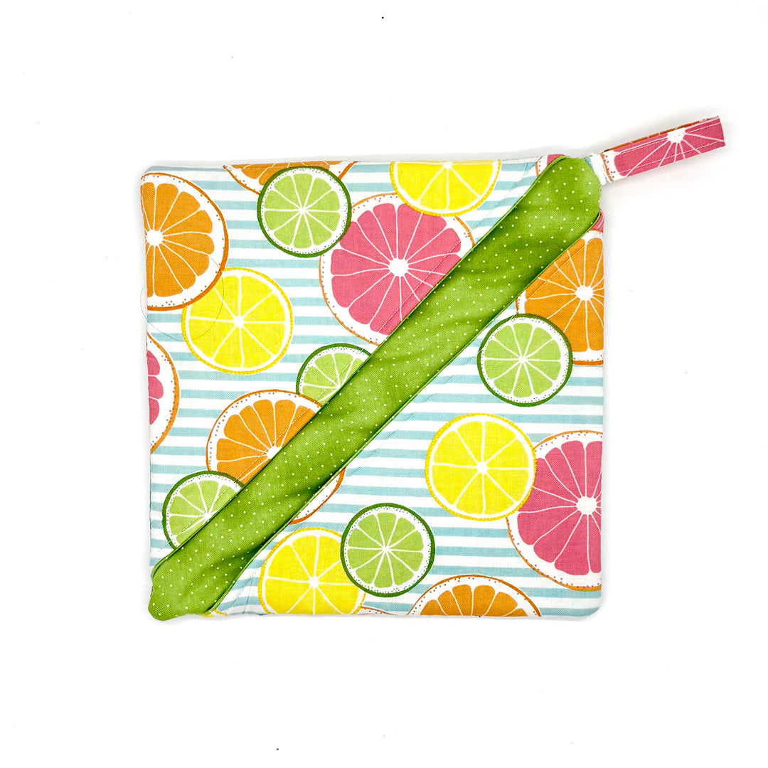 Handmade Folding Potholder in Citrus Print