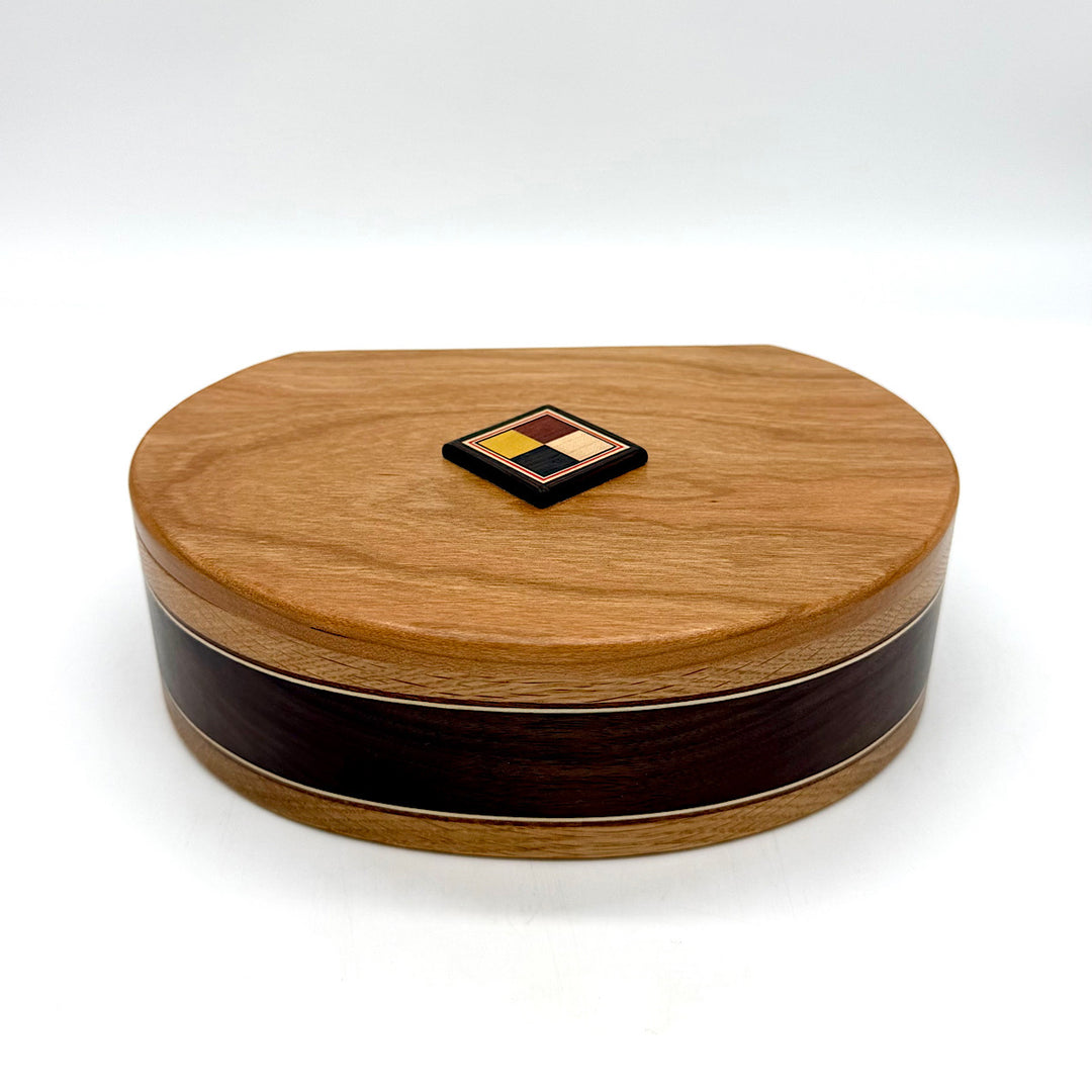 Handcrafted Wood Semi-circular Box