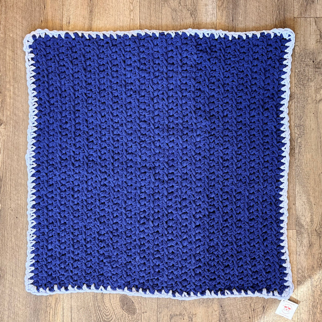 Handmade Crocheted Blue Plush Baby Blanket