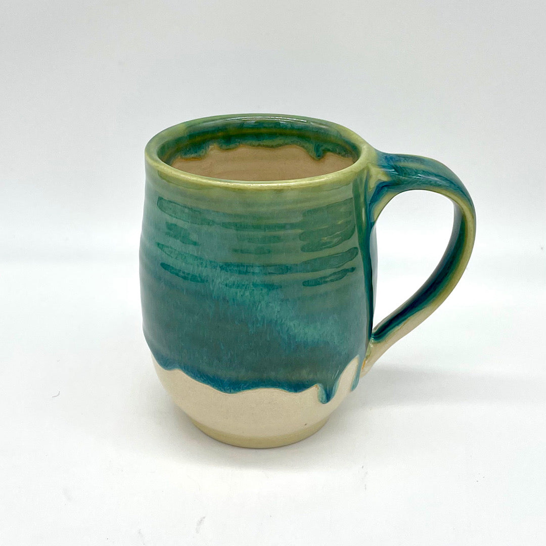 Handmade Teal and Beige Ceramic Mug