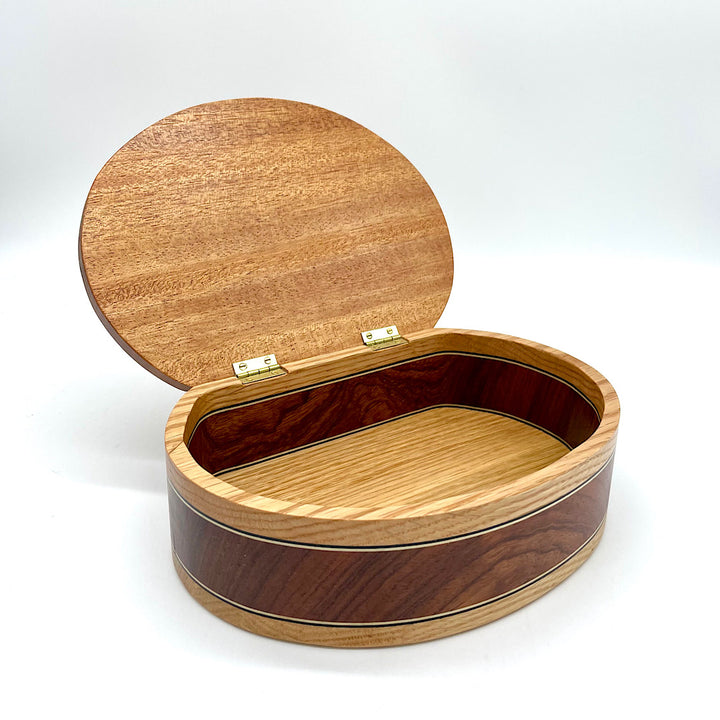 Handcrafted Semi-Circular Wood Box  With Butterfly