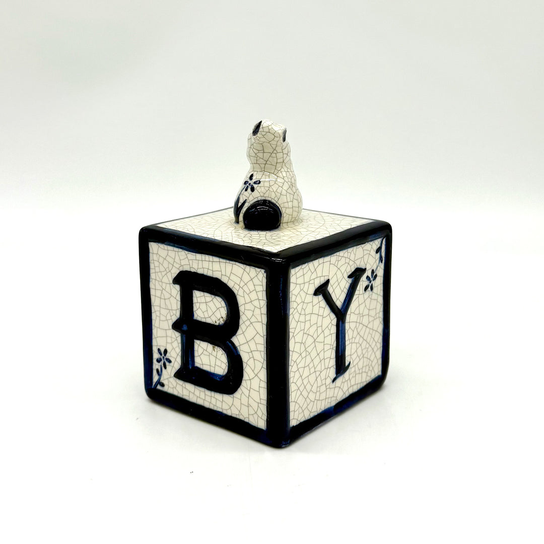 Vintage Dedham Potting Shed Baby Alphabet Cube