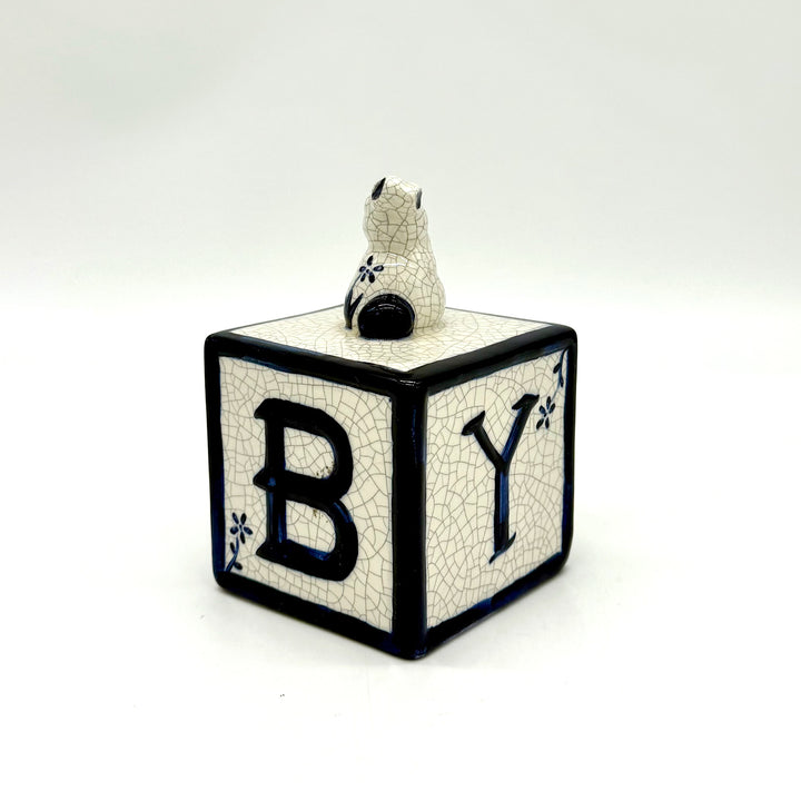 Vintage Dedham Potting Shed Baby Alphabet Cube