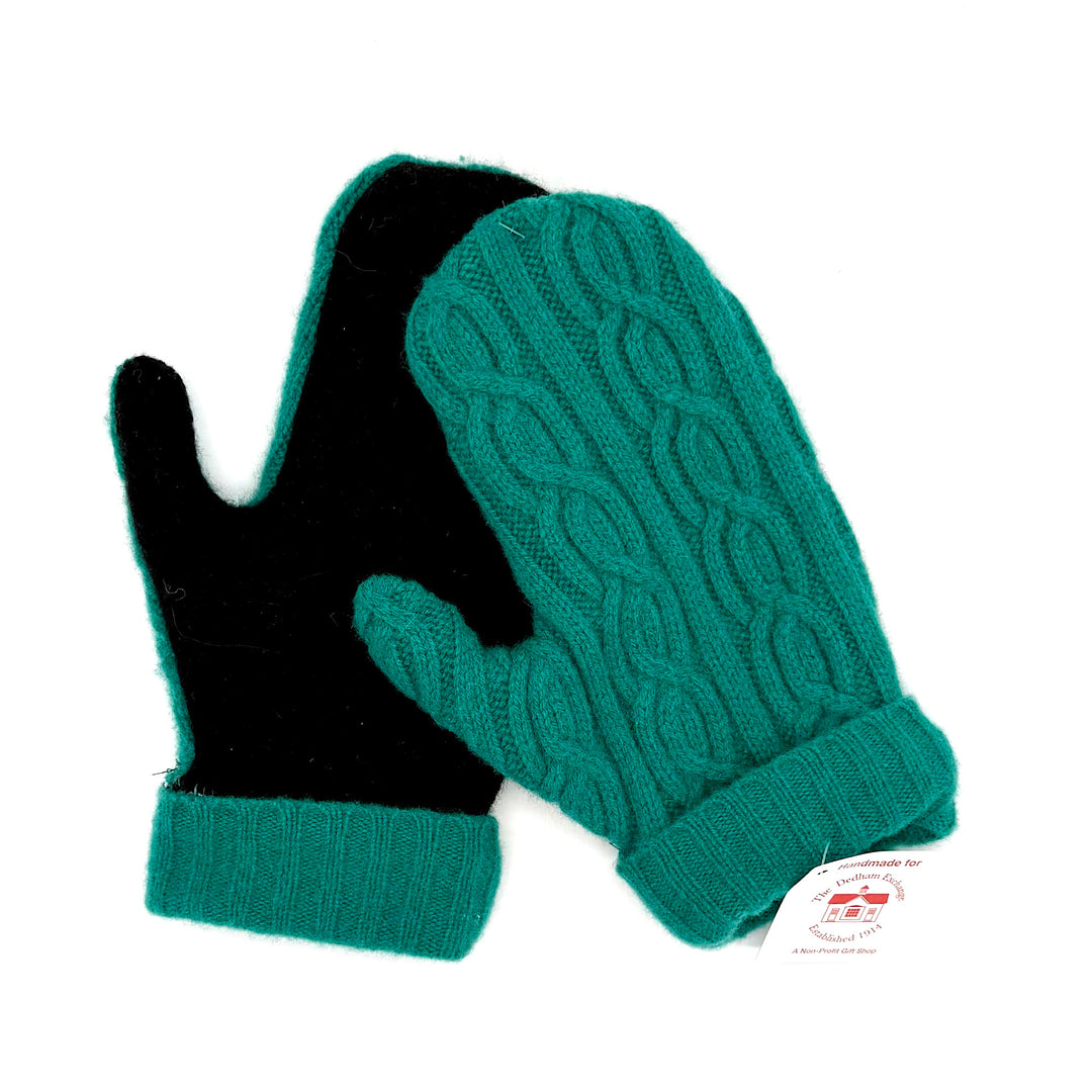 Handmade Teal Repurposed Wool Mittens