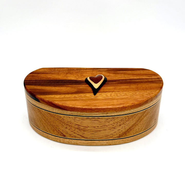 Handcrafted Semicircular Box with Heart on Hinged Lid