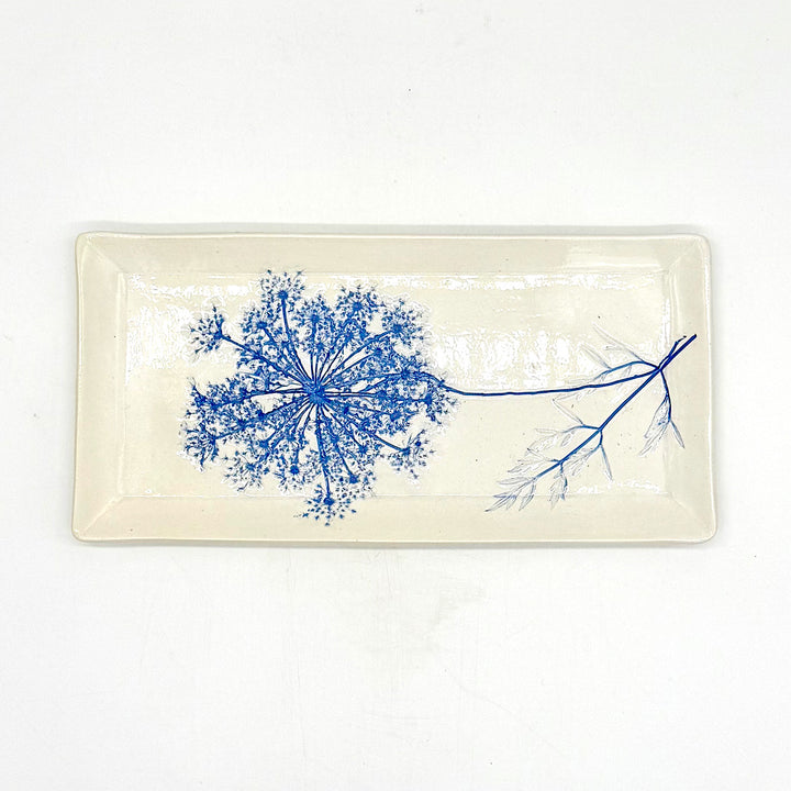 Handmade Ceramic Dish With Blue Botanical