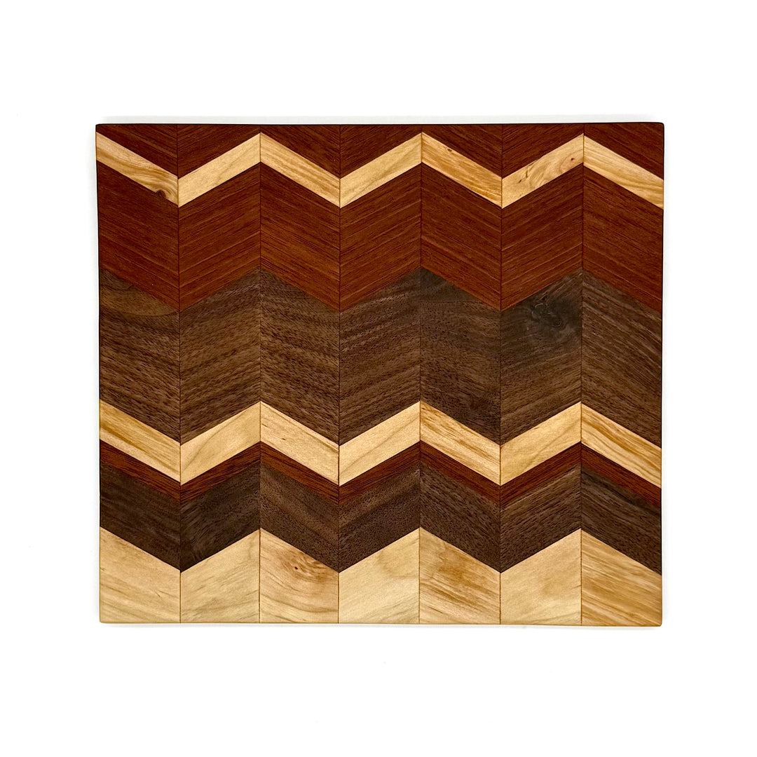 Handcrafted Wood Charcuterie or Cutting Board in Chevron Design