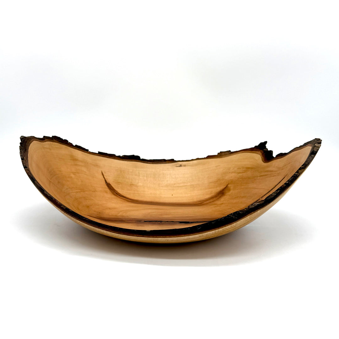 Handcrafted 11 1/2" thin live edge pear wood bowl