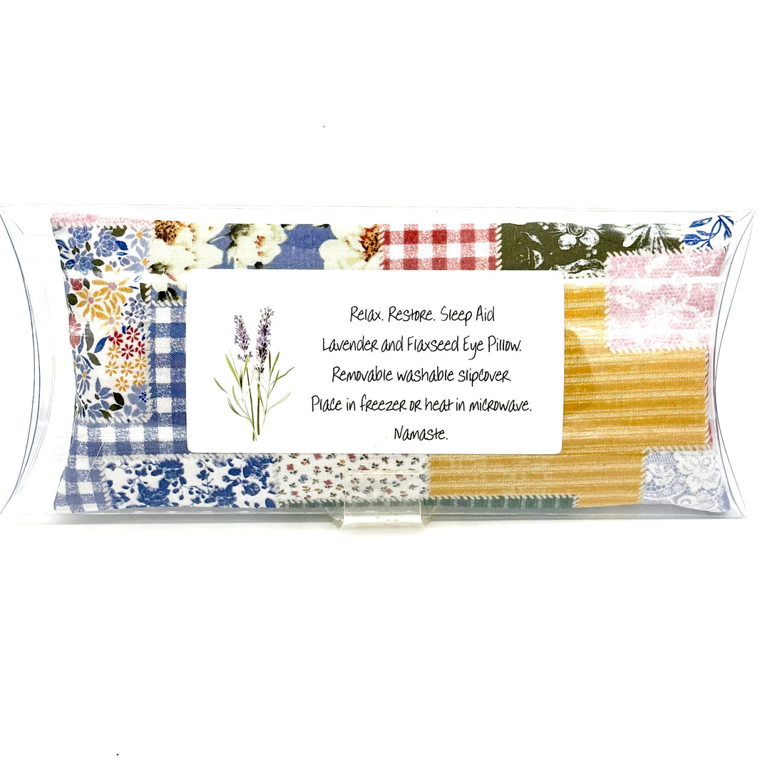Handmade Lavender and Flaxseed Eye Pillow in patchwork print