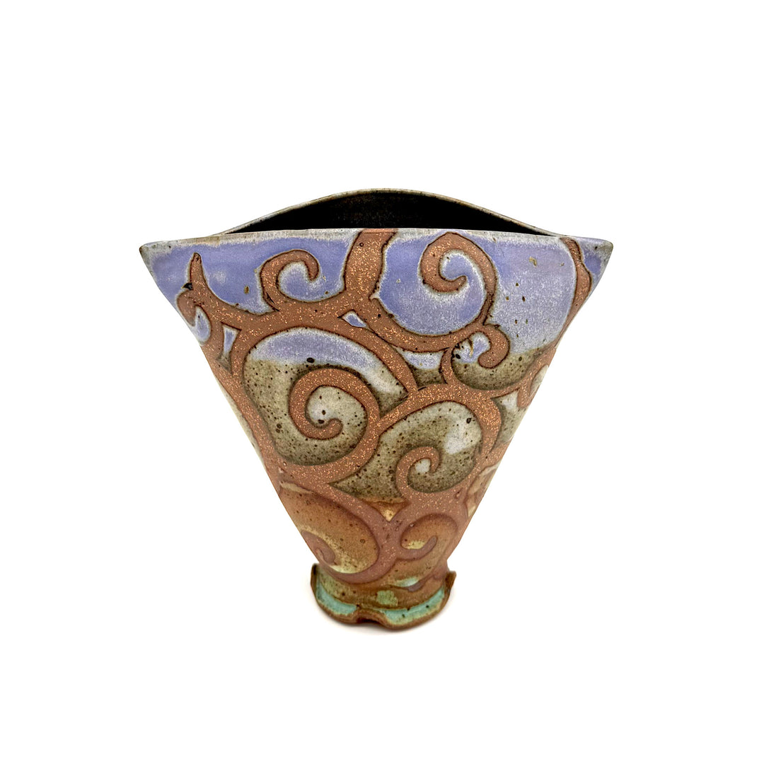 Handmade Ceramic Tapered  Purple and Brown Vase