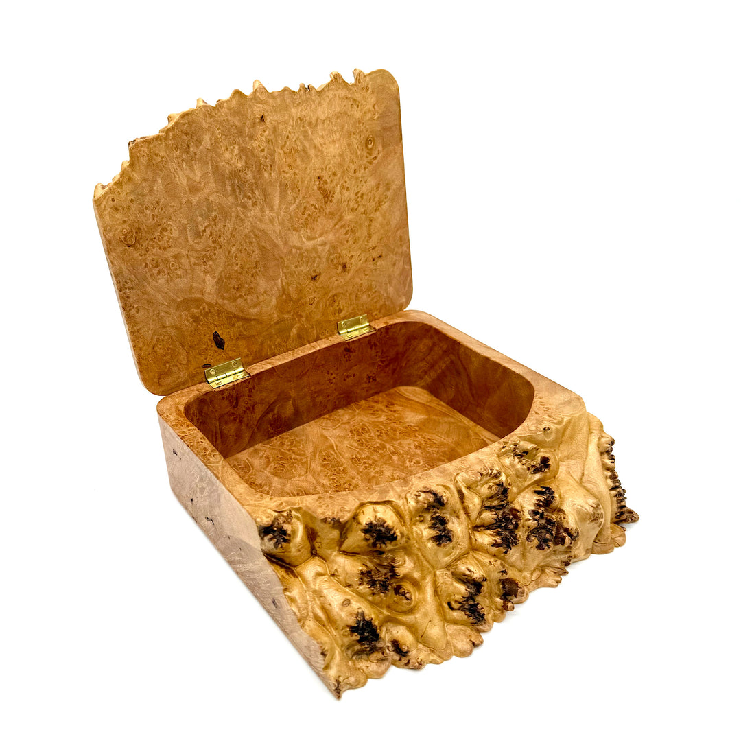 Handcrafted Big Leaf Maple Burl Wood Box