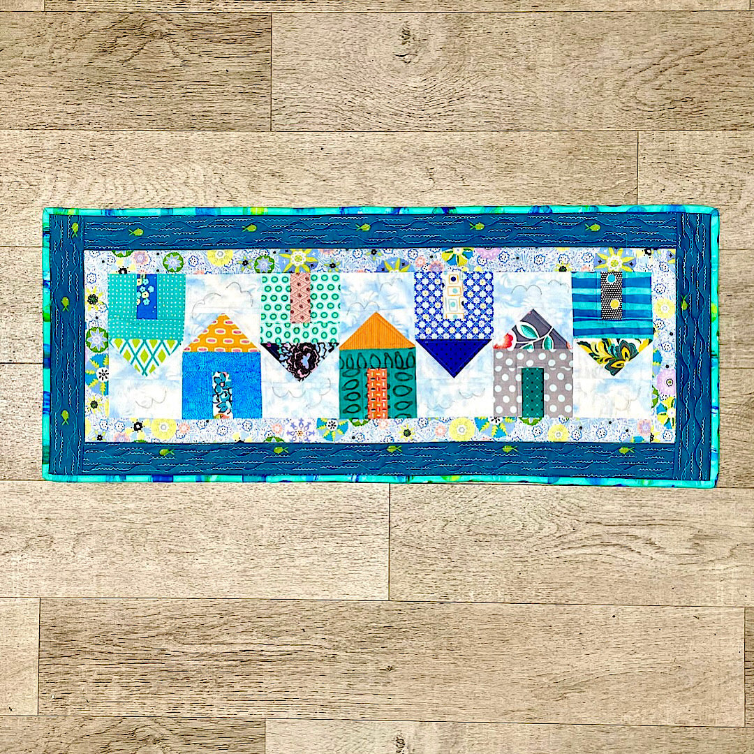 Handmade Quilted Beach Cottages Table Runner