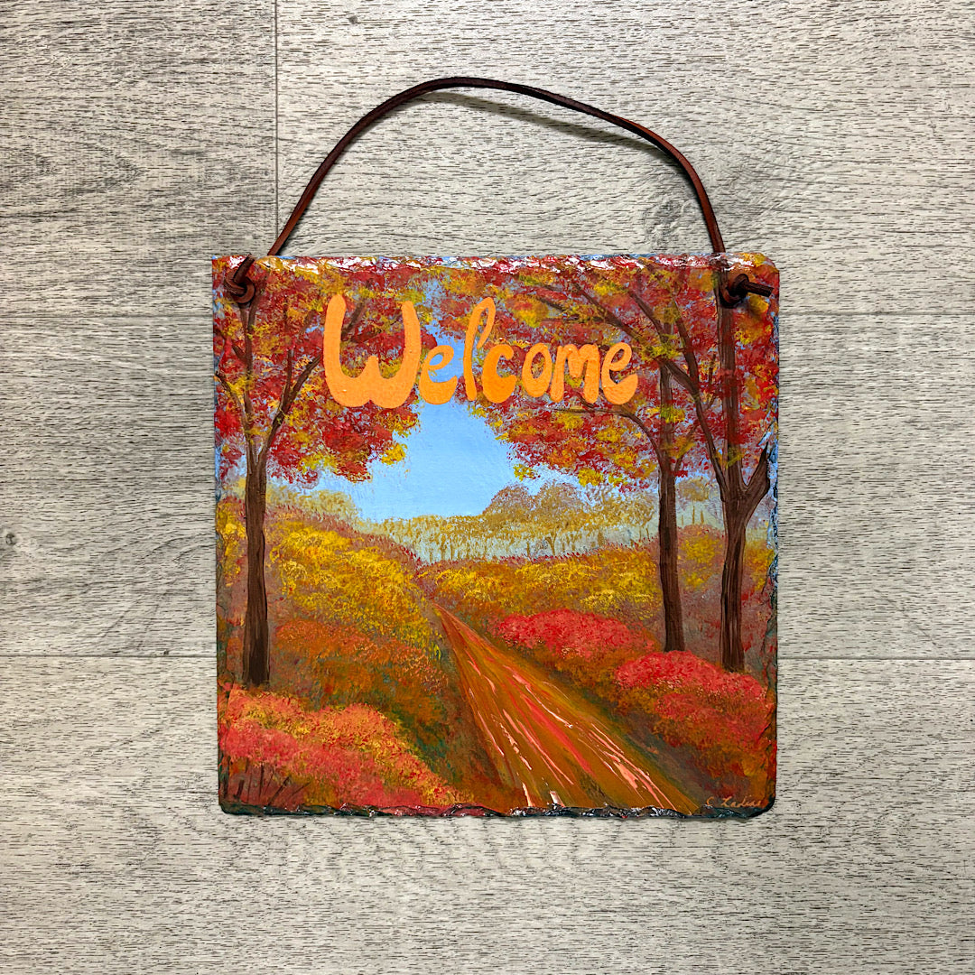 Hand Painted Slate art hanging