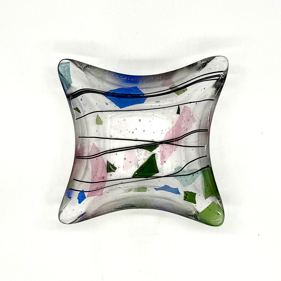 Handcrafted Multicolored Glass Dish