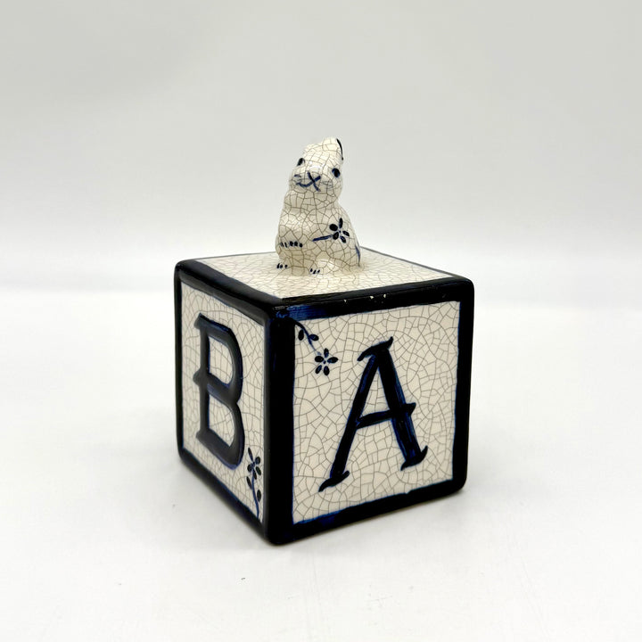 Vintage Dedham Potting Shed Baby Alphabet Cube