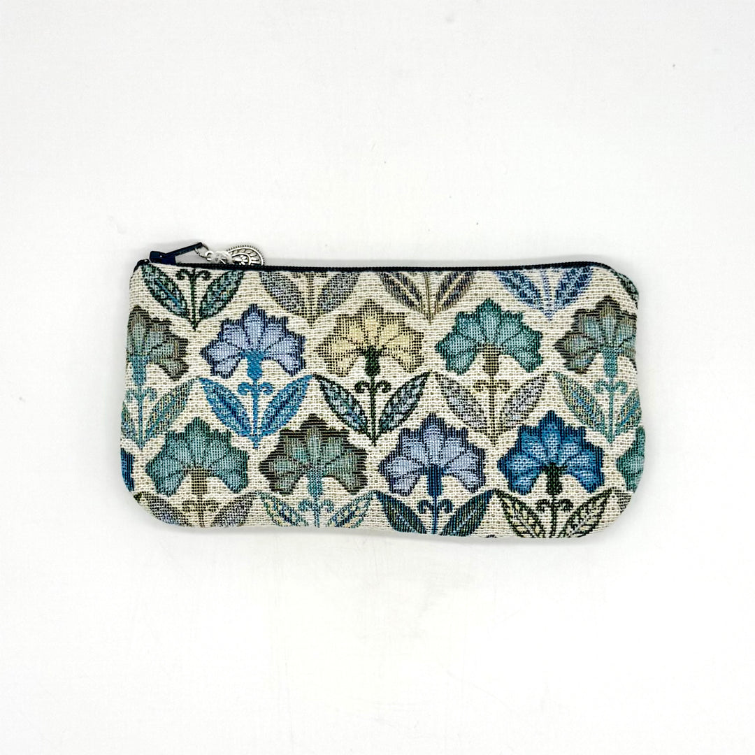 Handmade Blue and Natural  Zippered Eye Glass Case