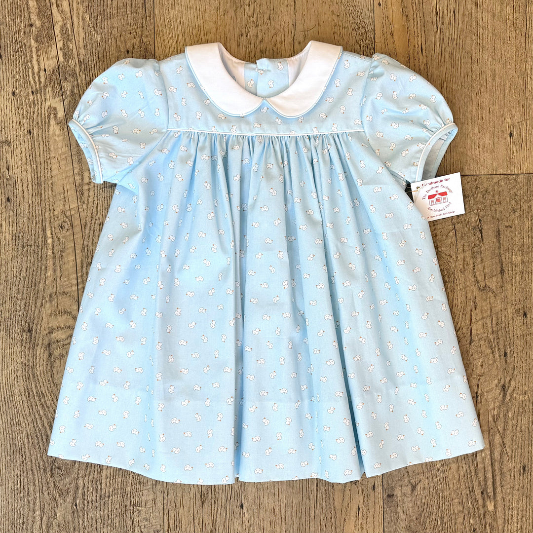Handmade Light Blue Child dress with White Peter Pam Collar